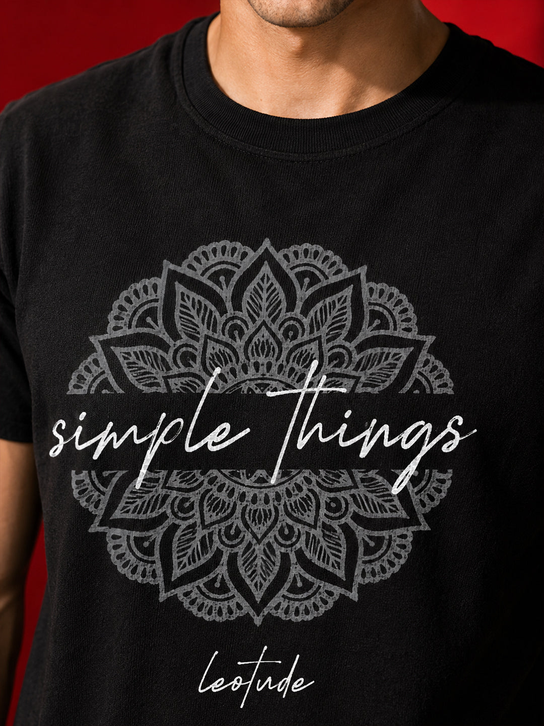 Leotude Men's Black Simple Things Printed T-Shirt