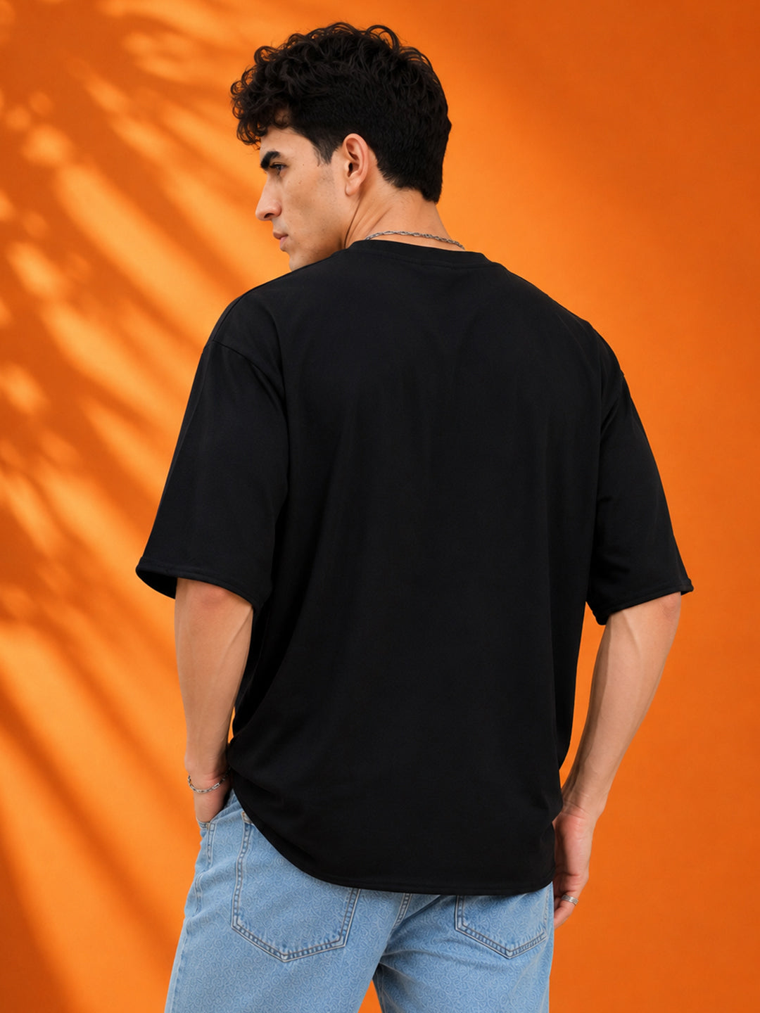 Leotude Men's "Don't Care" Graffiti Print Oversized T-Shirt — Black Streetwear Tee