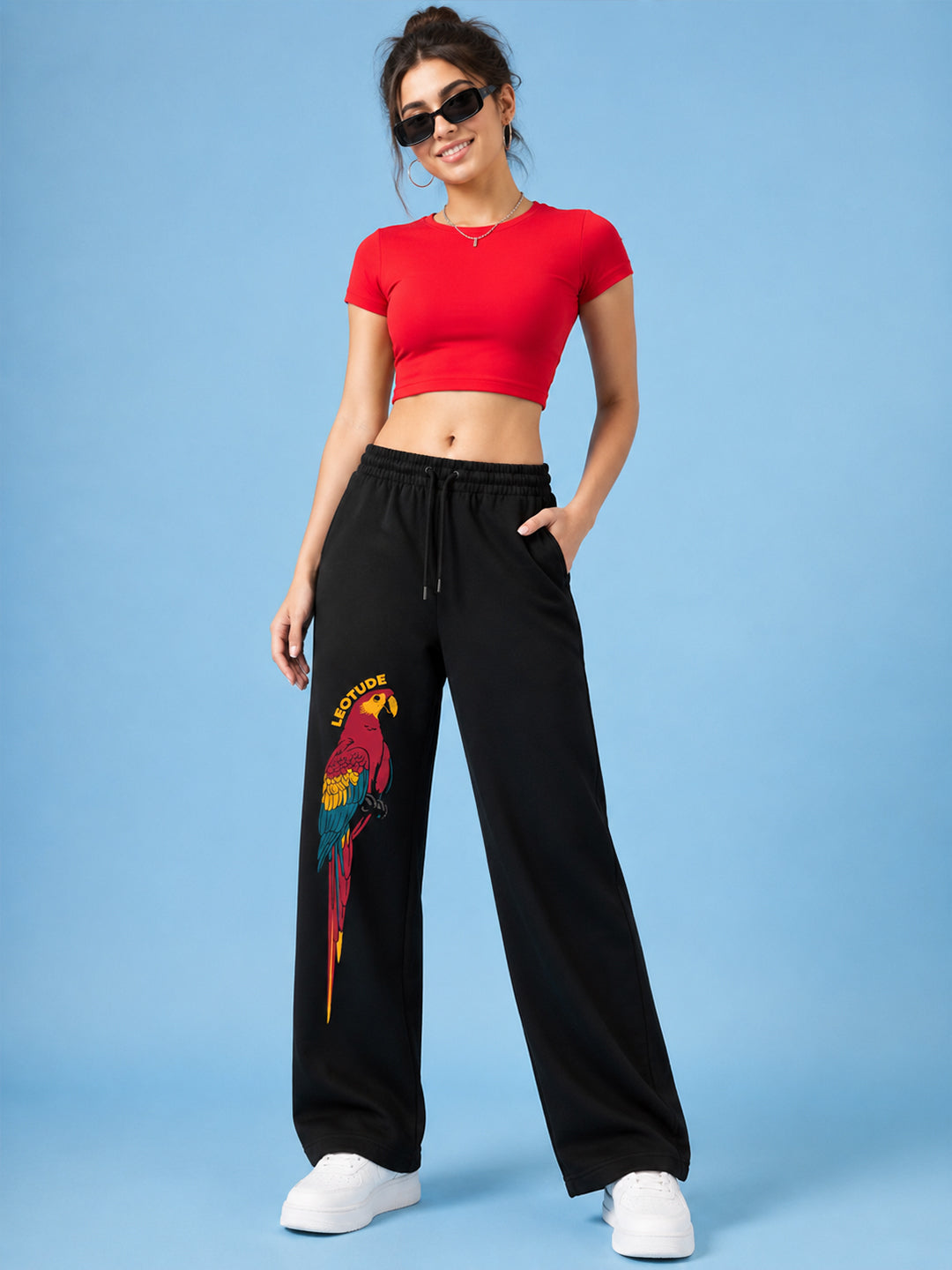 Leotude Women's Black Parrot Premium Trackpants