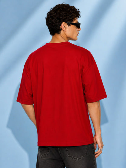 Leotude Men "Loyalty Is A Myth" Red Oversized T-Shirt