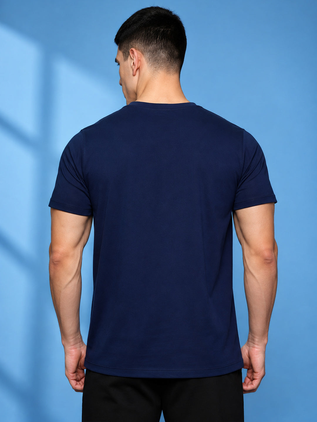 Leotude Men's Navy Blue Varsity Printed T-Shirt