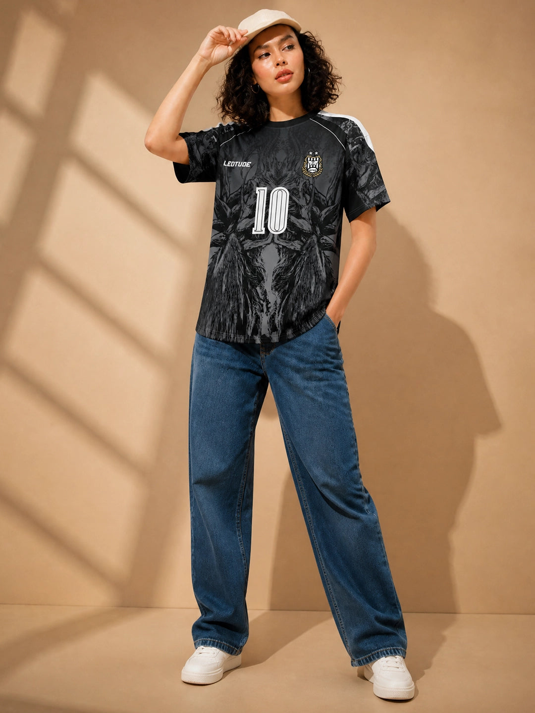 Leotude Women's Black Dark Beast Soccer Jersey Sport ( ) Printed T-Shirt