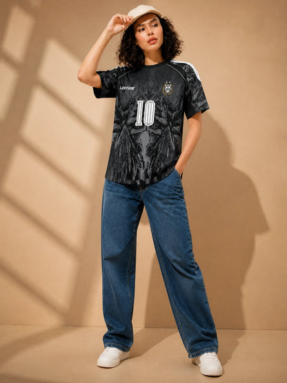 Leotude Women's Black Dark Beast Soccer Jersey Sport ( ) Printed T-Shirt