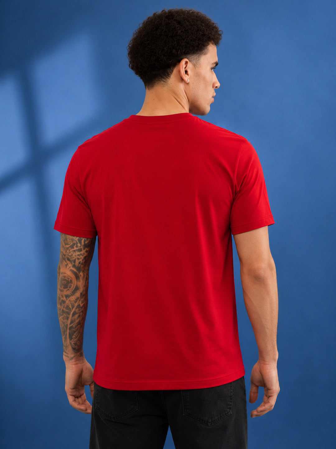 Leotude Men's Red Rise Printed T-Shirt