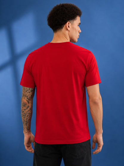 Leotude Men's Red Rise Printed T-Shirt