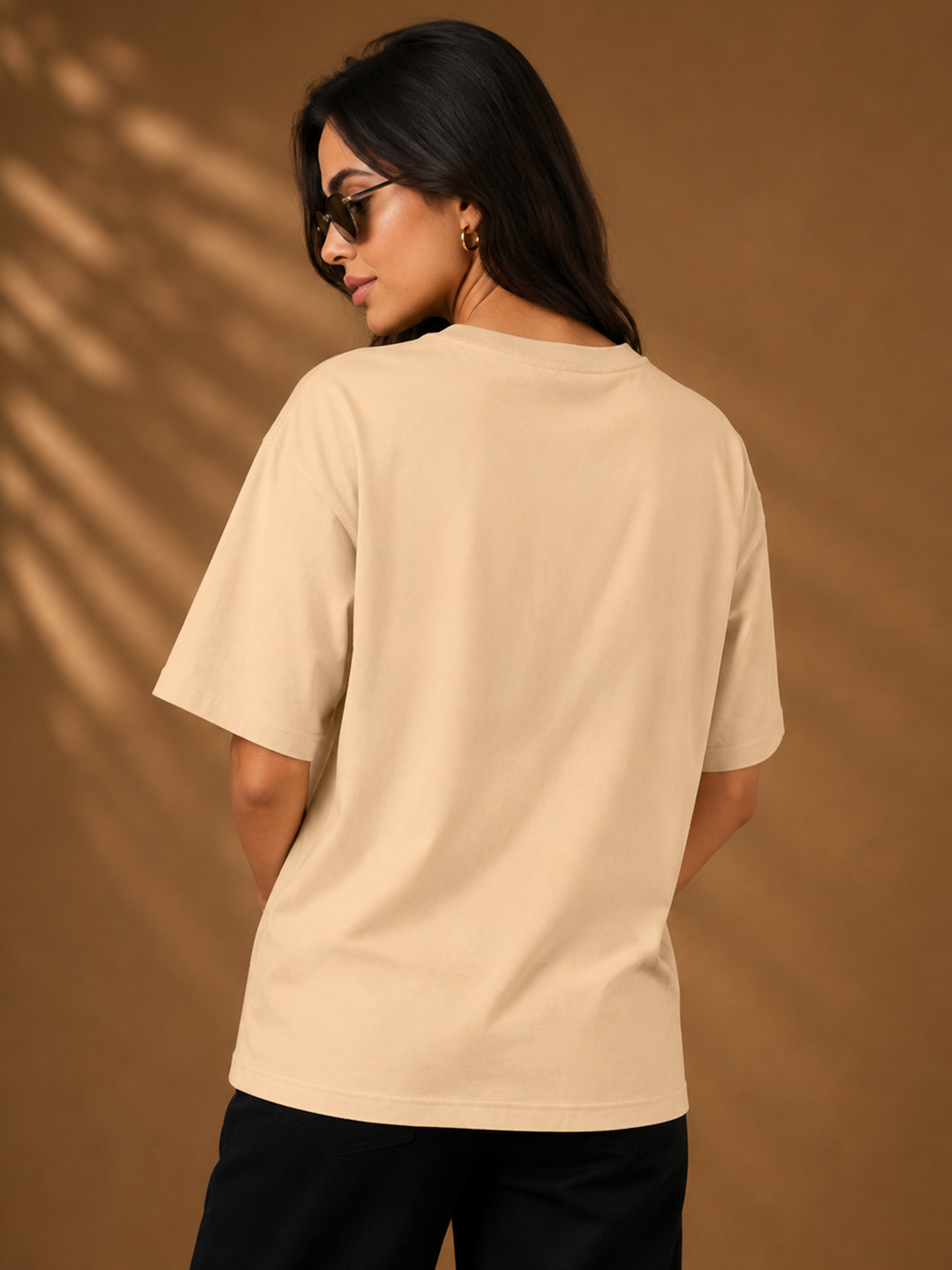 Leotude Beige Loyalty Is A Myth Printed Oversized Tshirt for Women