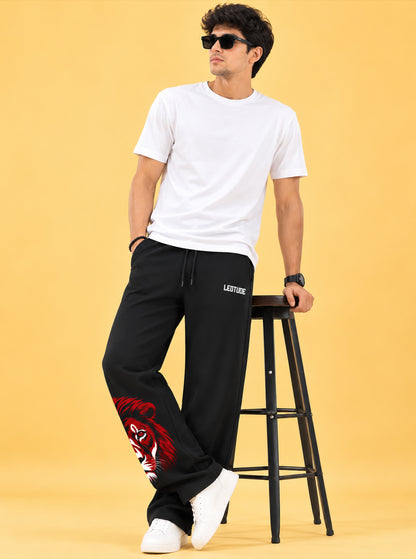 Leotude Men's Black Alpha Premium Trackpants
