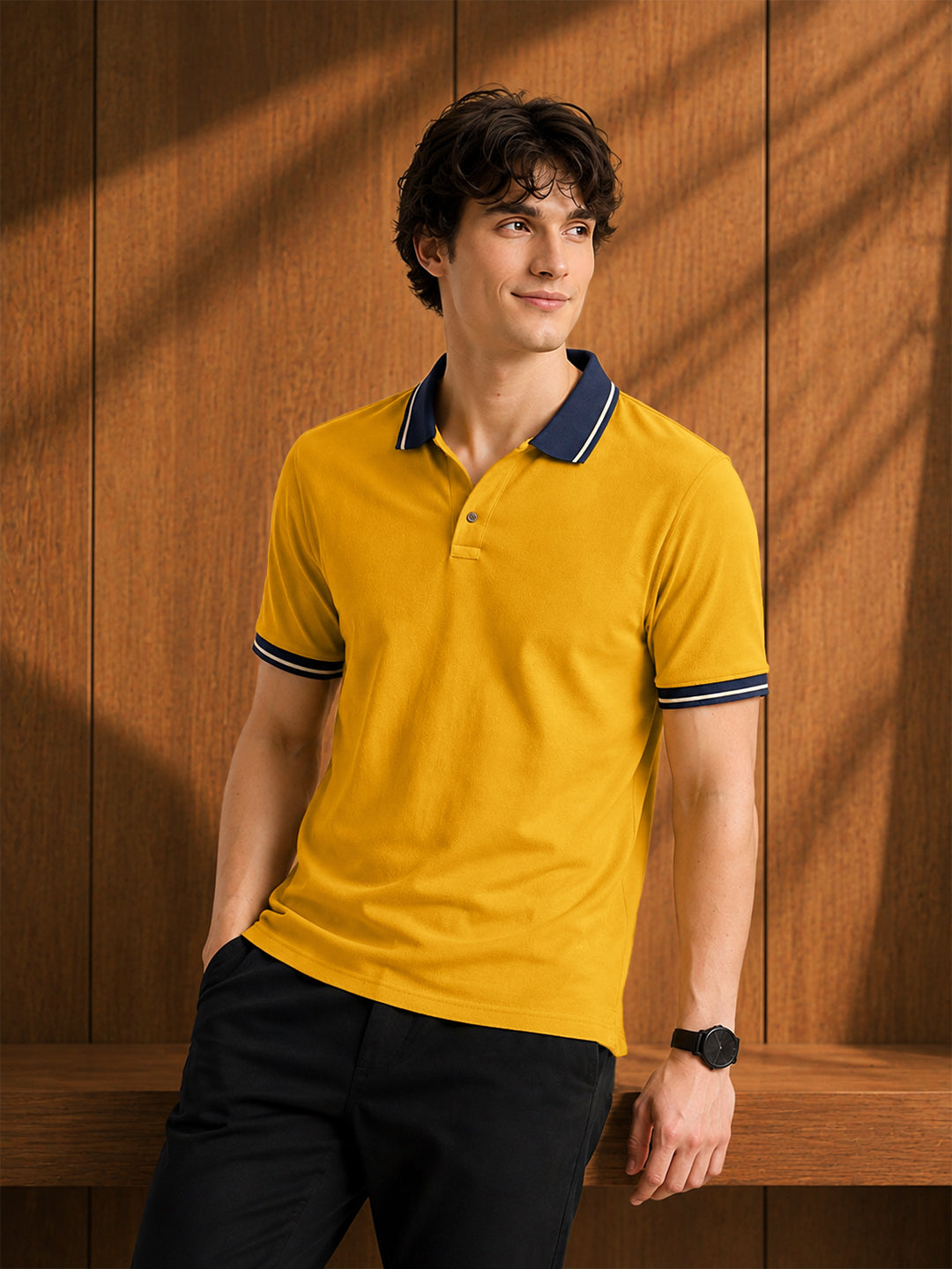 Leotude Men's Mustard Classic Polo T-Shirt