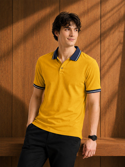 Leotude Men's Mustard Classic Polo T-Shirt