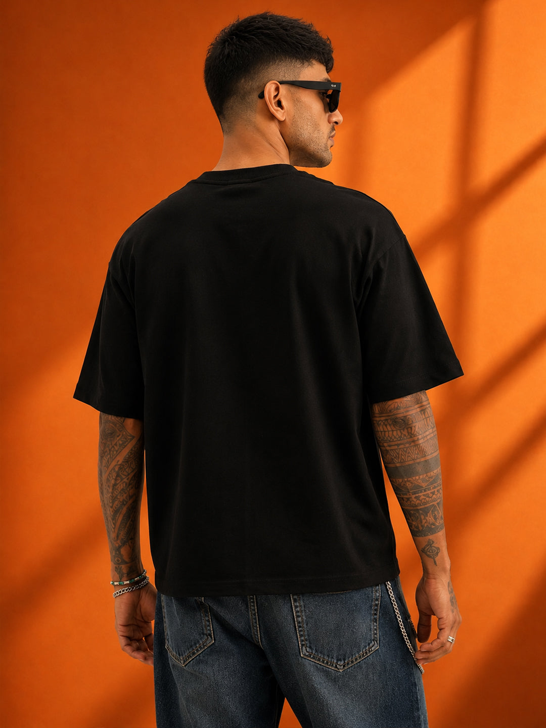 Leotude Black Emoji Printed Oversized Tshirt for Men