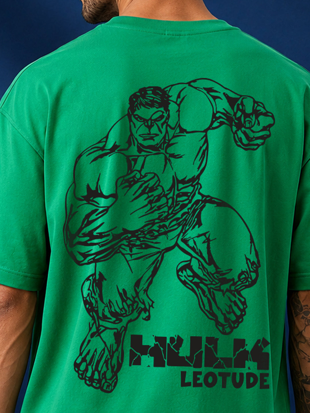 Leotude Men's Hulk Graphic Green Oversized T-Shirt