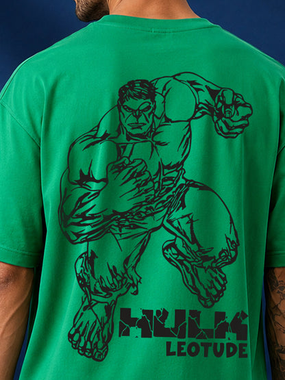 Leotude Men's Hulk Graphic Green Oversized T-Shirt