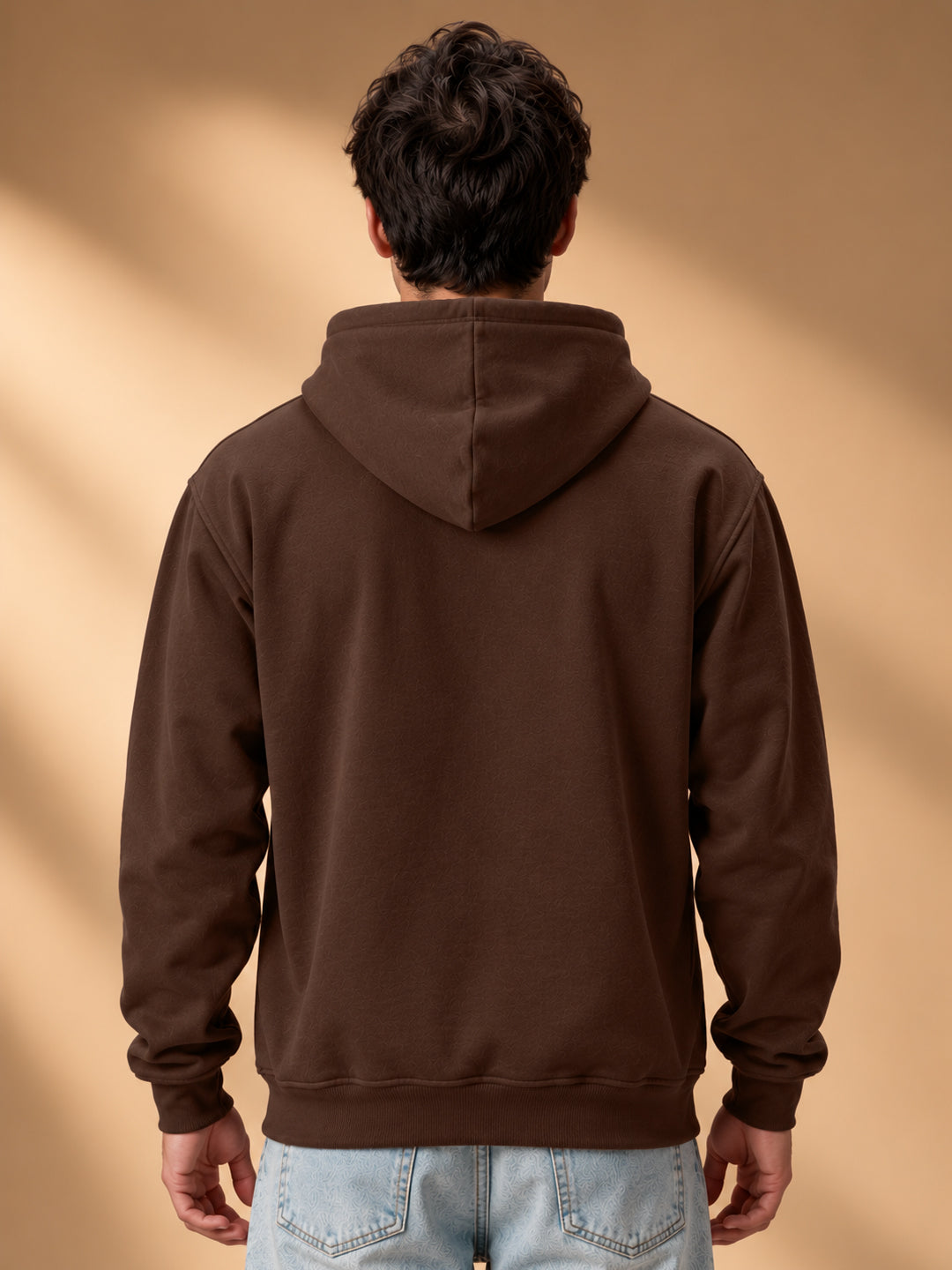 Leotude Men's Brown Solid Hooded Sweatshirt