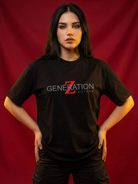 Leotude Women's Black Generation Z Printed T-Shirt