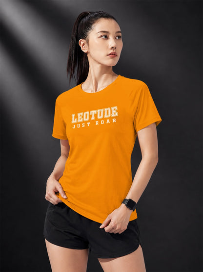 Leotude Women's Mustard Just Roar Printed T-Shirt