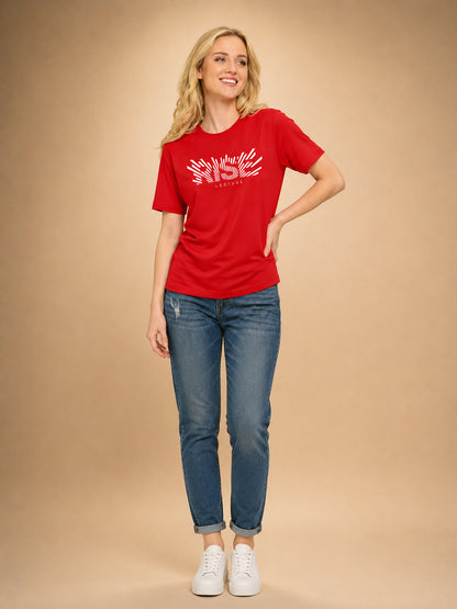 Leotude Women's Red Rise Printed T-Shirt