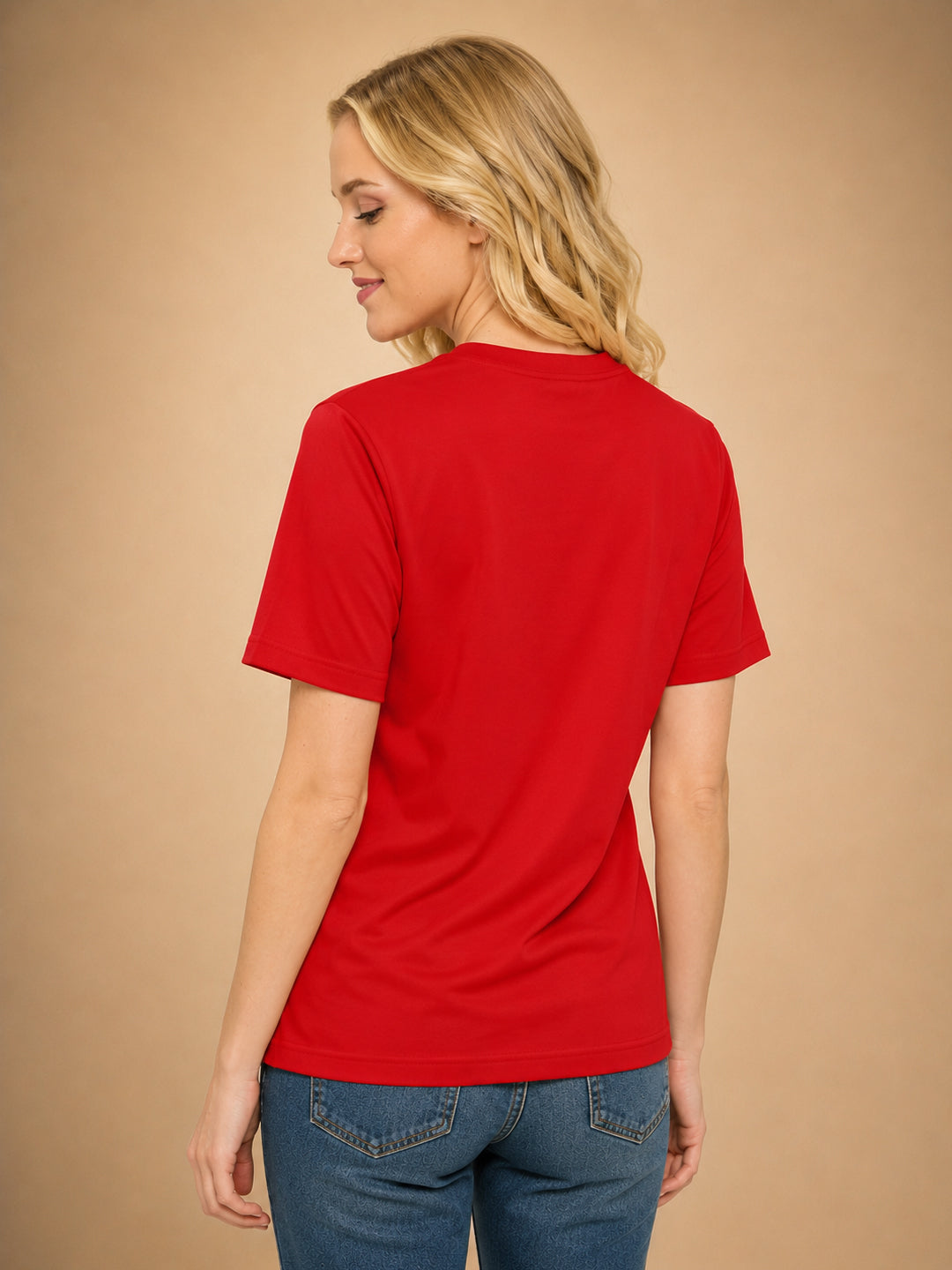 Leotude Women's Red Rise Printed T-Shirt