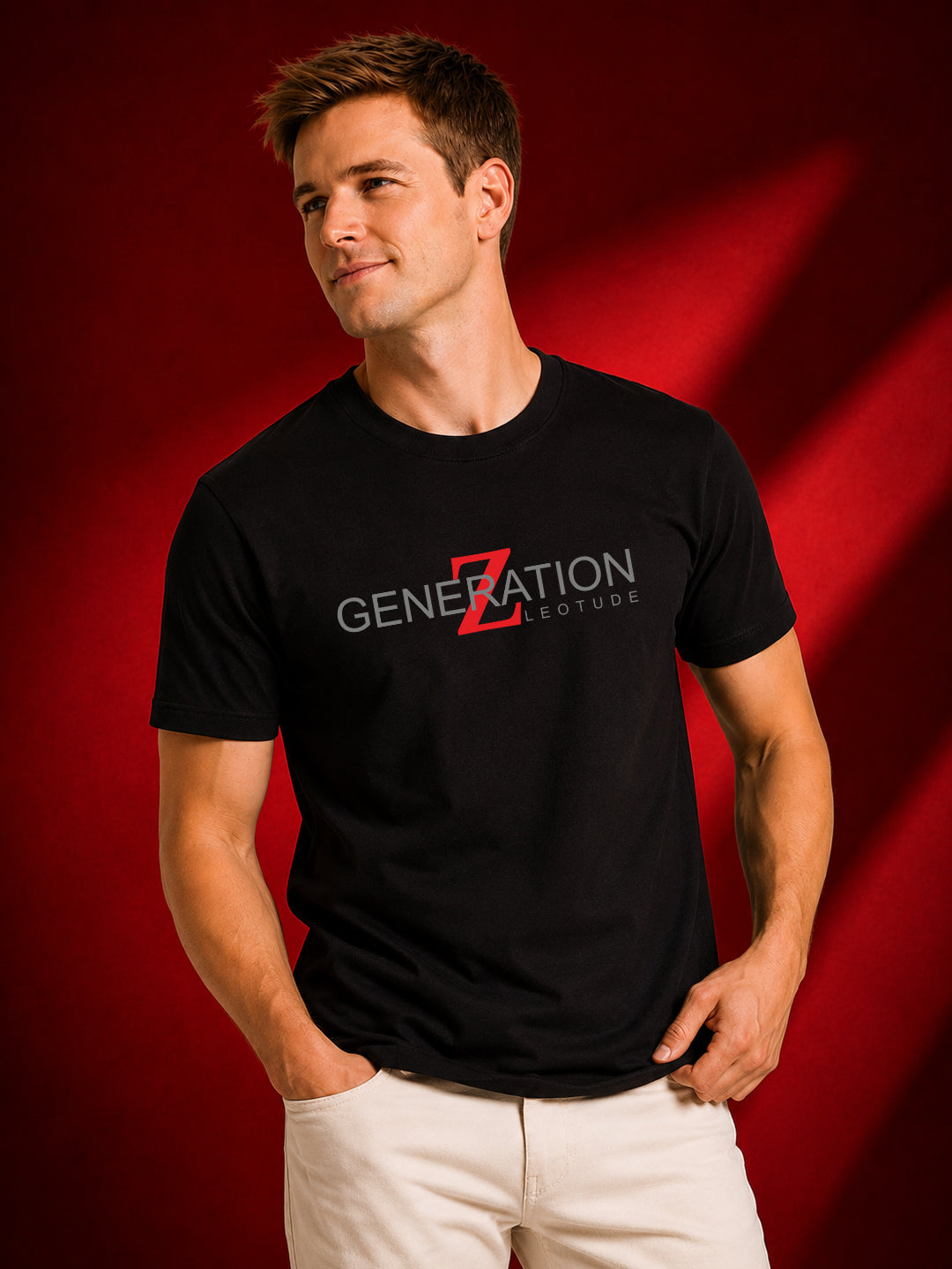 Leotude Men's Black Generation Z Printed T-Shirt