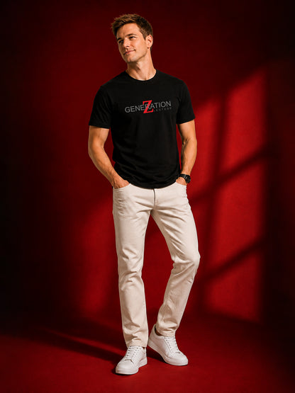 Leotude Men's Black Generation Z Printed T-Shirt