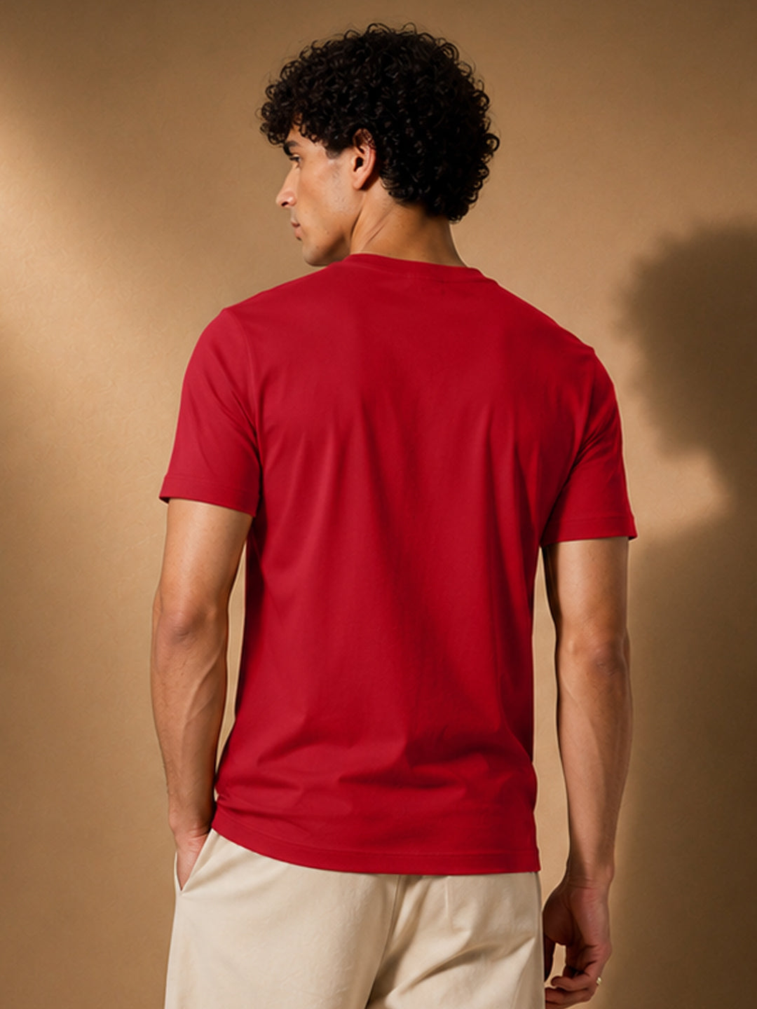 Leotude Men's Red Varsity Printed T-Shirt