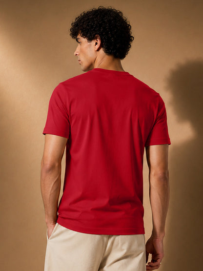 Leotude Men's Red Varsity Printed T-Shirt