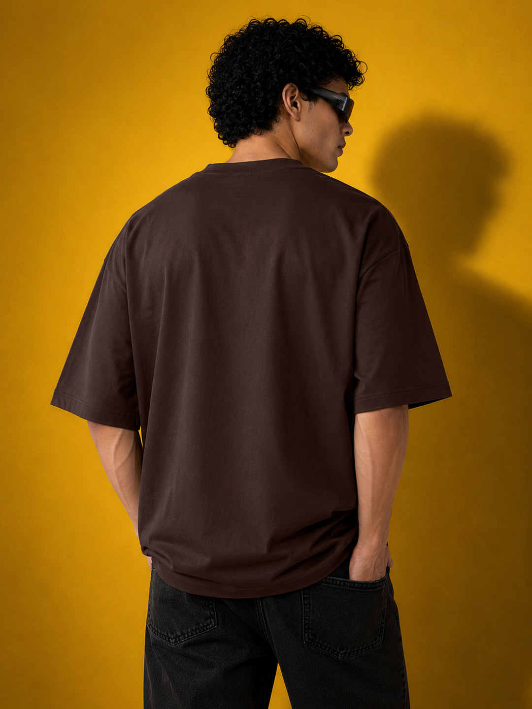 Leotude Men "Just Roar" Printed Oversized T-Shirt — Brown Streetwear Tee