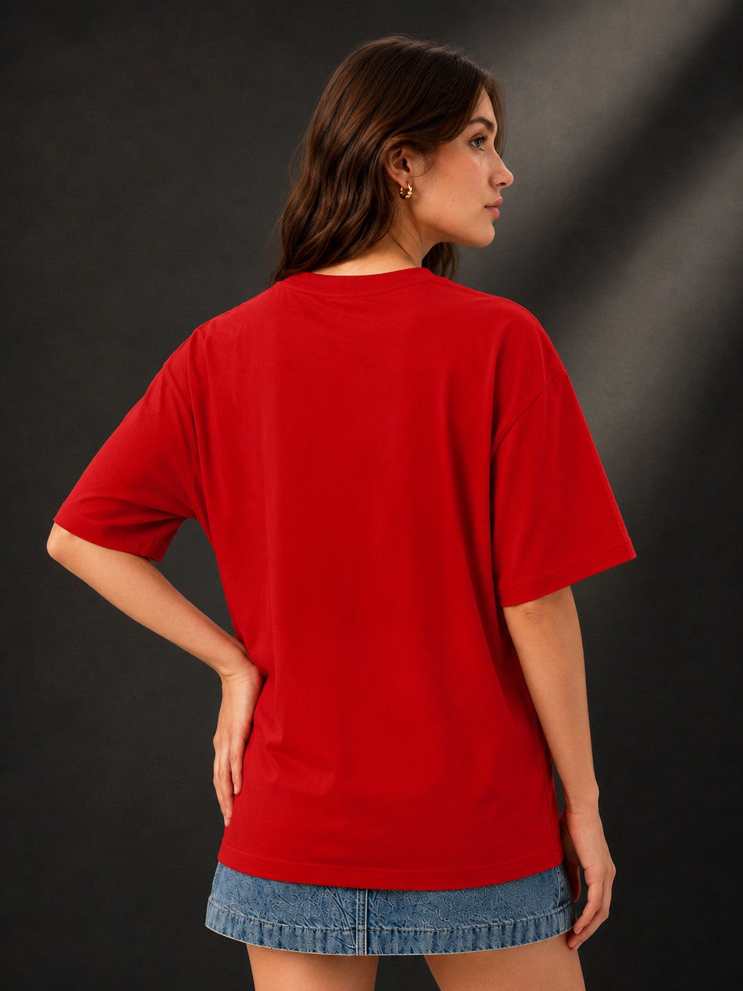 Leotude Red Miami Printed Oversized Tshirt for Women