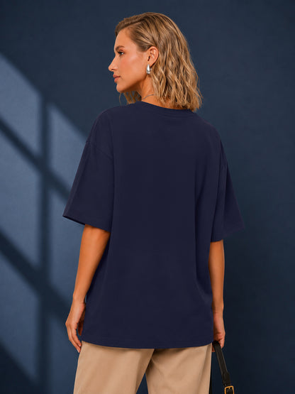 Leotude Navy Nobody Printed Oversized Tshirt for Women