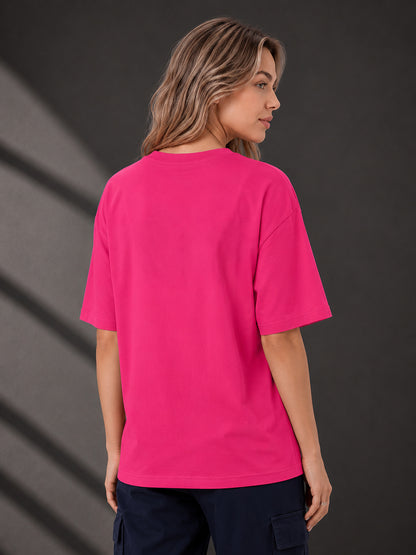 Leotude Pink Paradise Printed Oversized Tshirt for Women