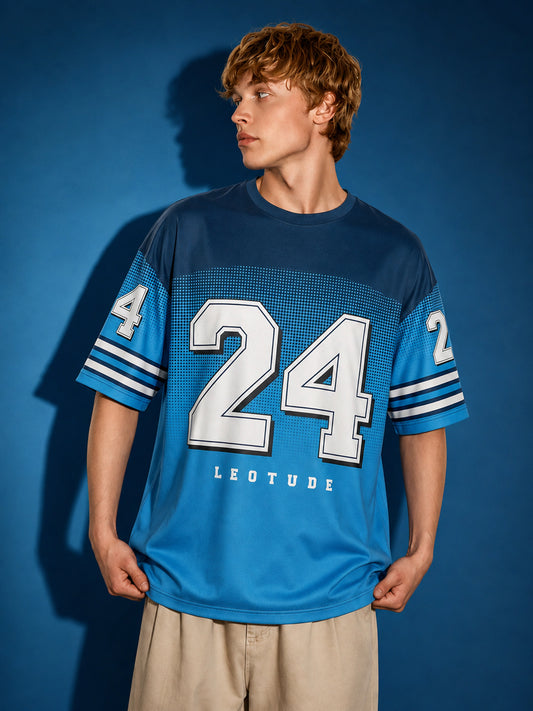 Leotude Men's Blue 24 Printed T-Shirt