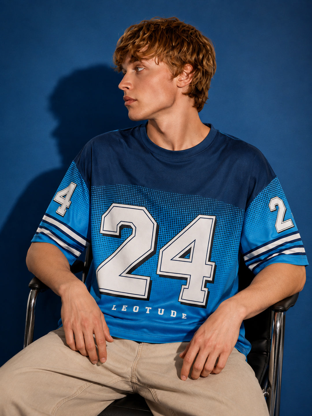 Leotude Men's Blue 24 Printed T-Shirt