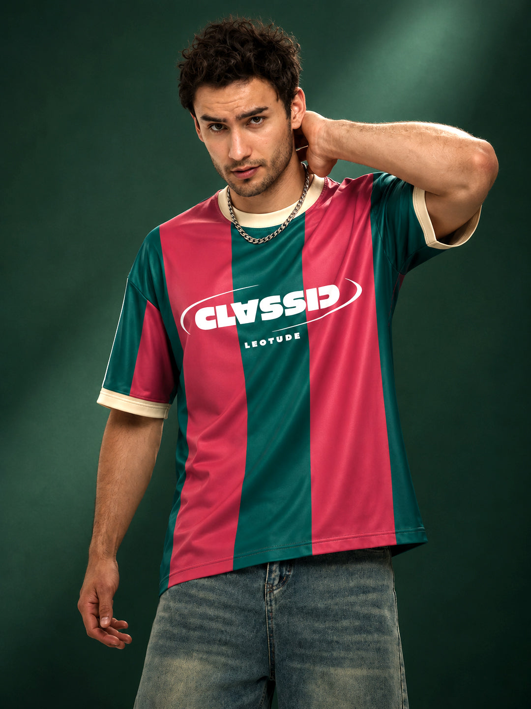 Leotude Men's Green Classic Printed T-Shirt