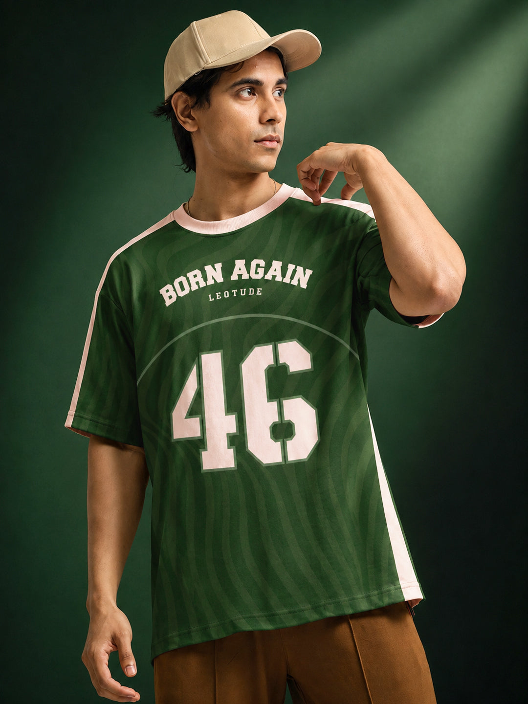 Leotude Men's Green Born Again Printed T-Shirt