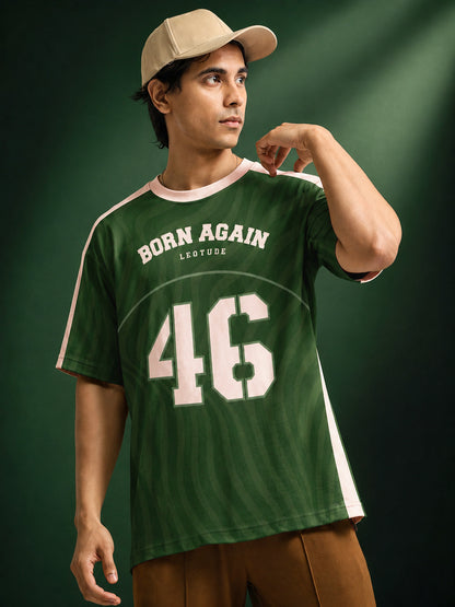 Leotude Men's Green Born Again Printed T-Shirt