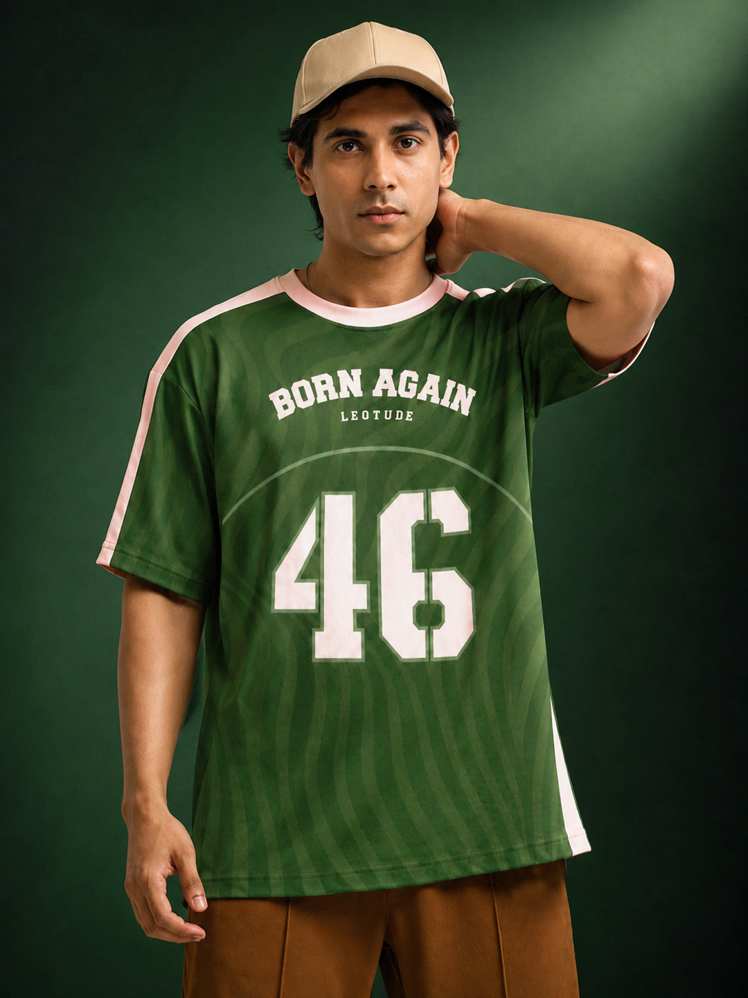 Leotude Men's Green Born Again Printed T-Shirt
