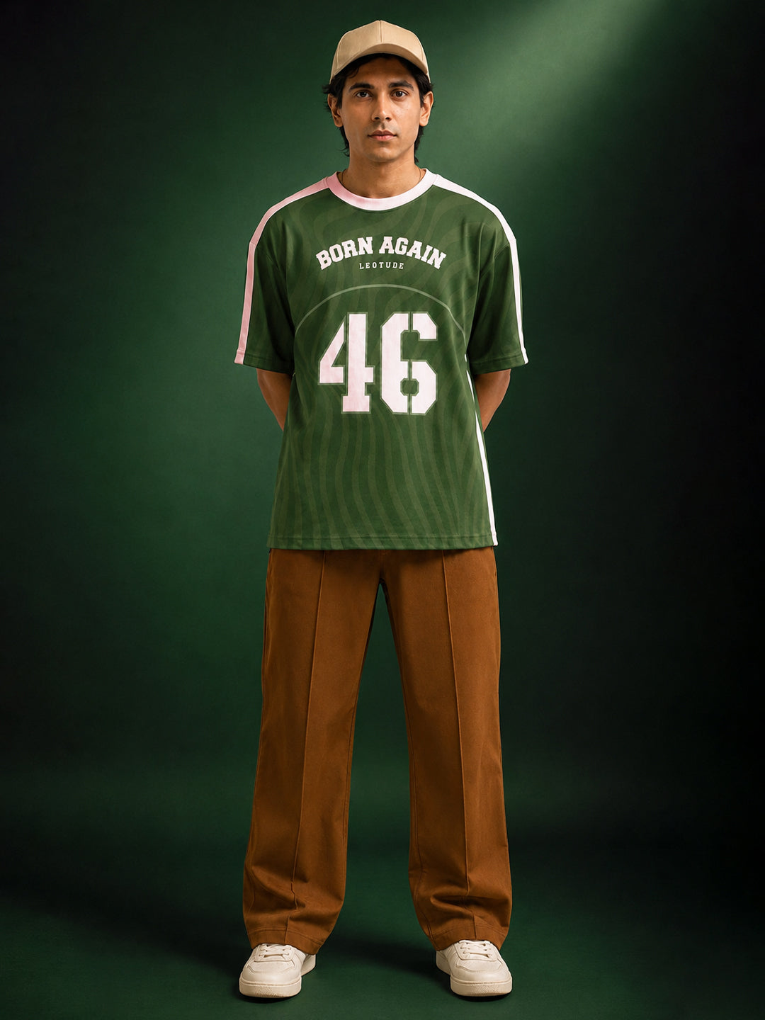 Leotude Men's Green Born Again Printed T-Shirt