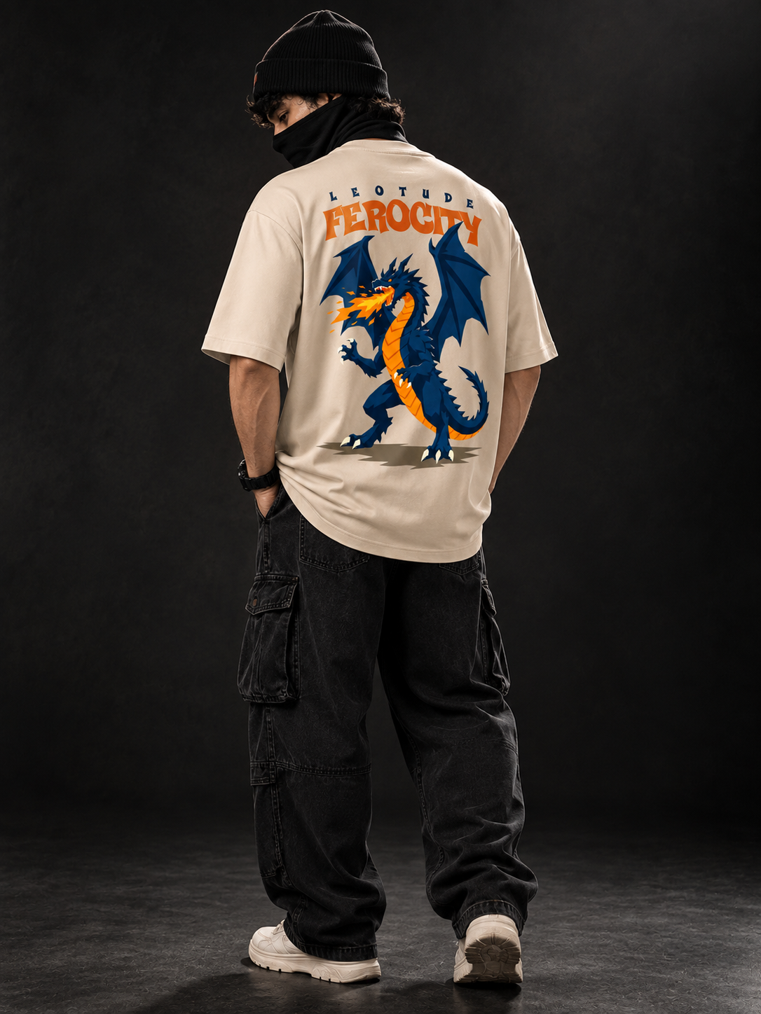 Leotude Men's Beige Ferocity Dragon Elite T-Shirt