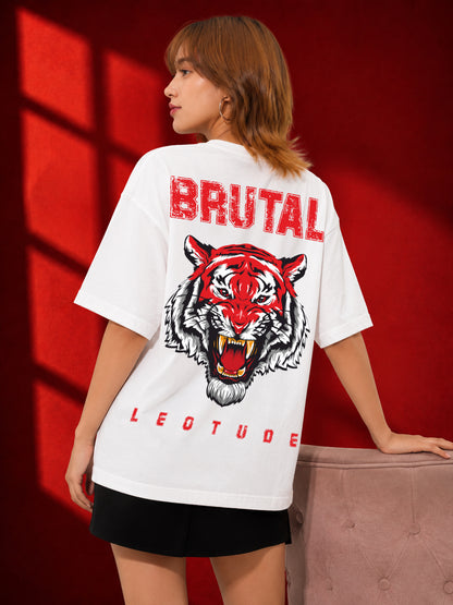 Leotude Women's White Brutal Premium T-Shirt