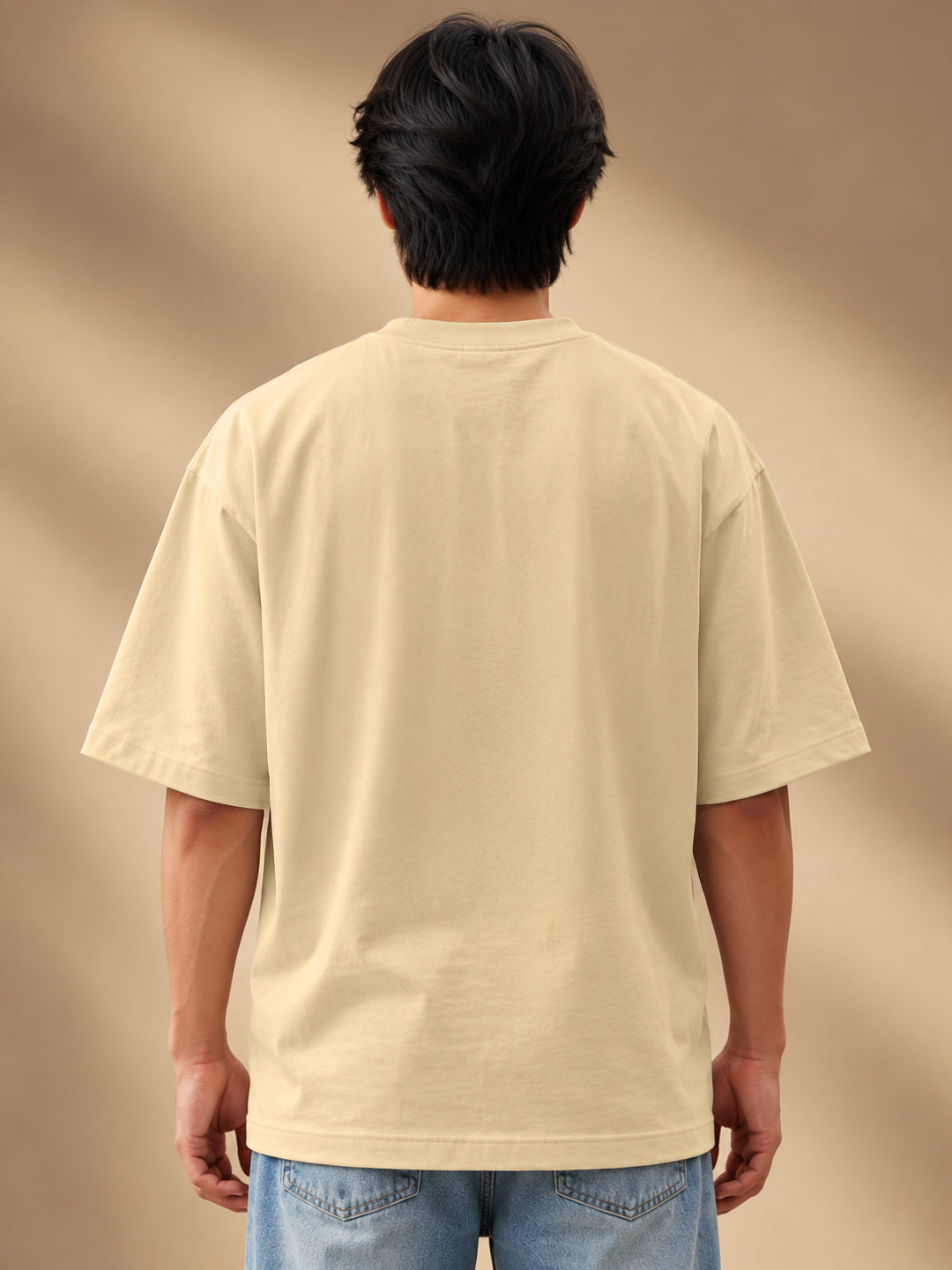 Leotude Men "Racing Stallions" Beige Oversized T-Shirt
