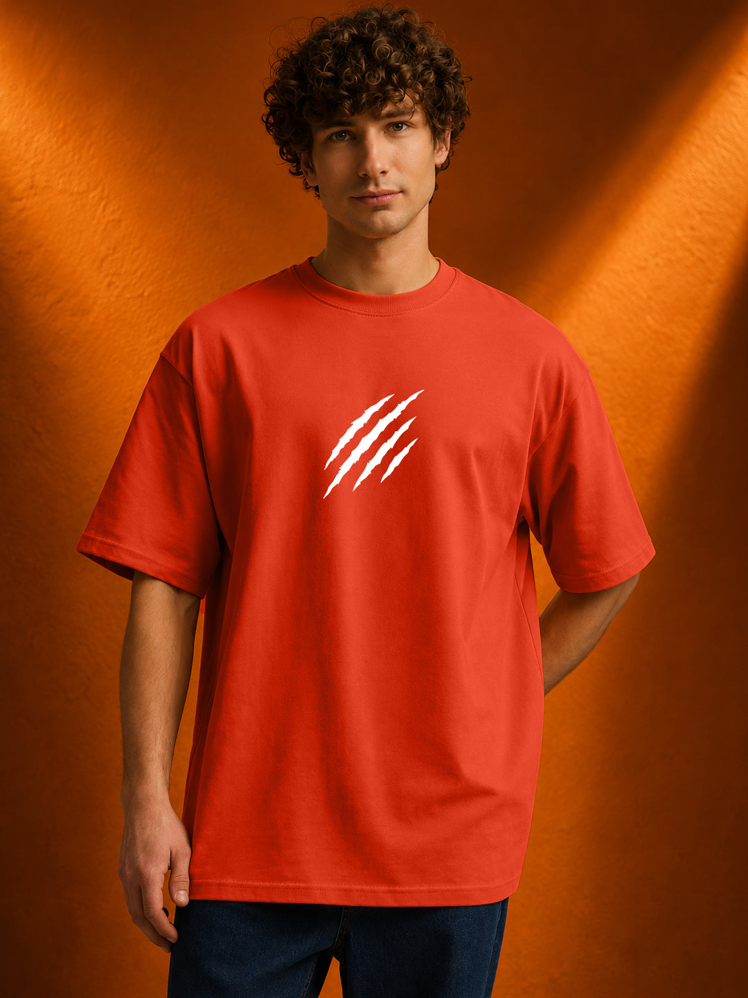 Leotude Men's Orange Claw Mark Premium T-Shirt