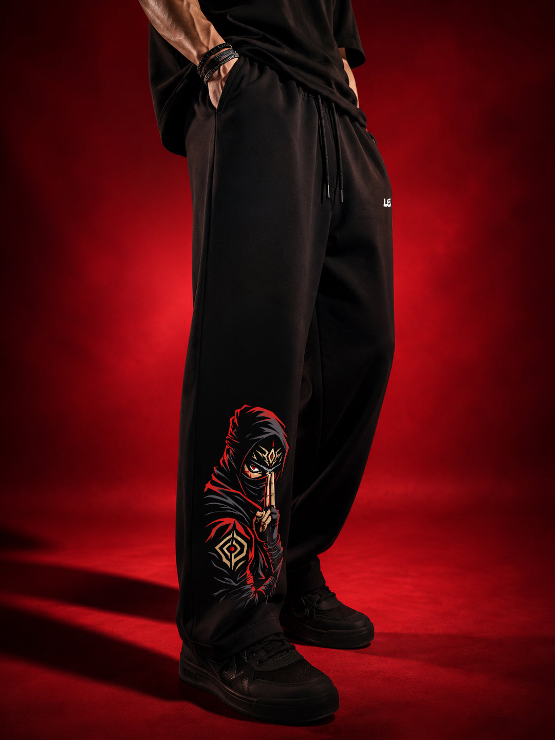 Leotude Men's Black Ninja Premium Trackpants