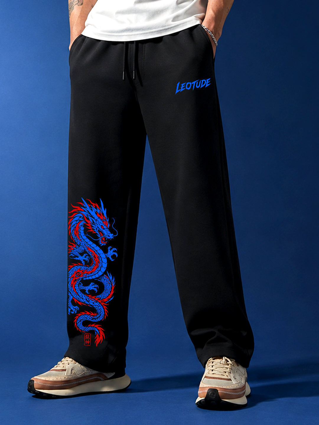 Leotude Men's Black Ryujin Premium Trackpants