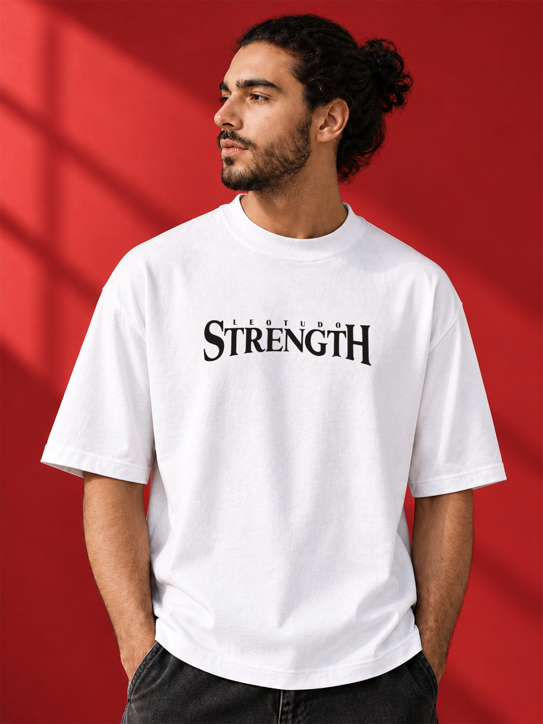 Leotude Men "Limitless Strength" White Oversized T-Shirt