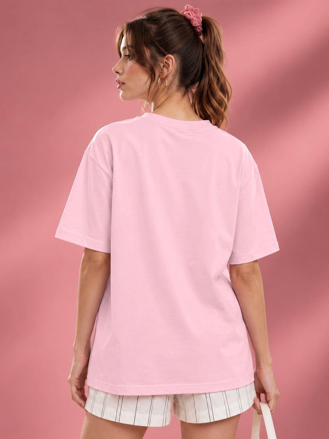 Leotude Women's Samurai Panther Printed T-Shirt — Pink Oversized Graphic Tee