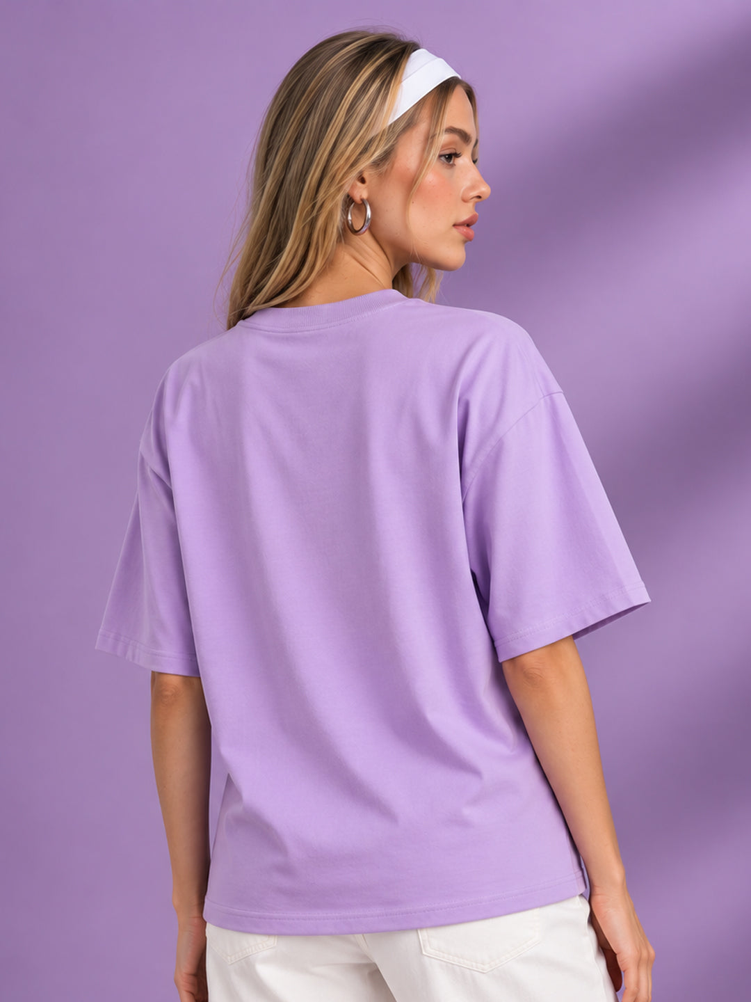 Leotude Women's Samurai Panther Printed T-Shirt — Purple Oversized Graphic Tee