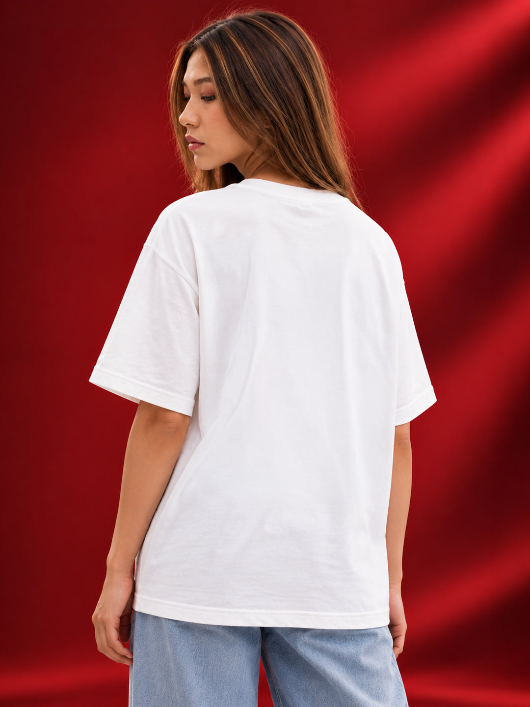 Leotude Women's Samurai Panther Printed T-Shirt — White Oversized Graphic Tee