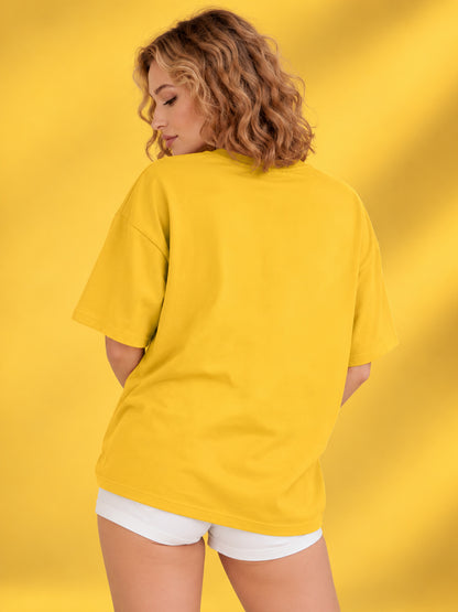 Leotude Women's Samurai Panther Printed T-Shirt — Yellow Oversized Graphic Tee