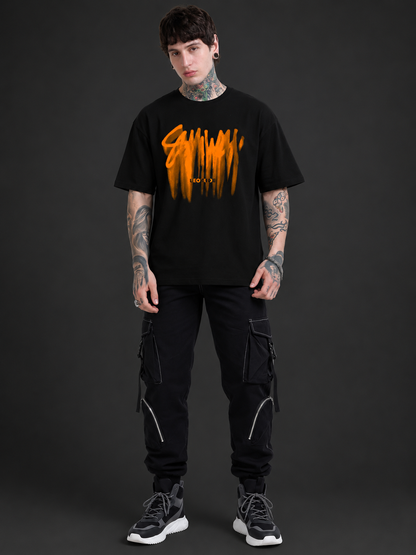 Leotude Men's "Someone" Printed Oversized T-Shirt — Black Streetwear Tee