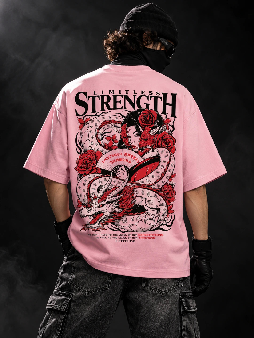 Leotude Men "Limitless Strength" Pink Oversized T-Shirt