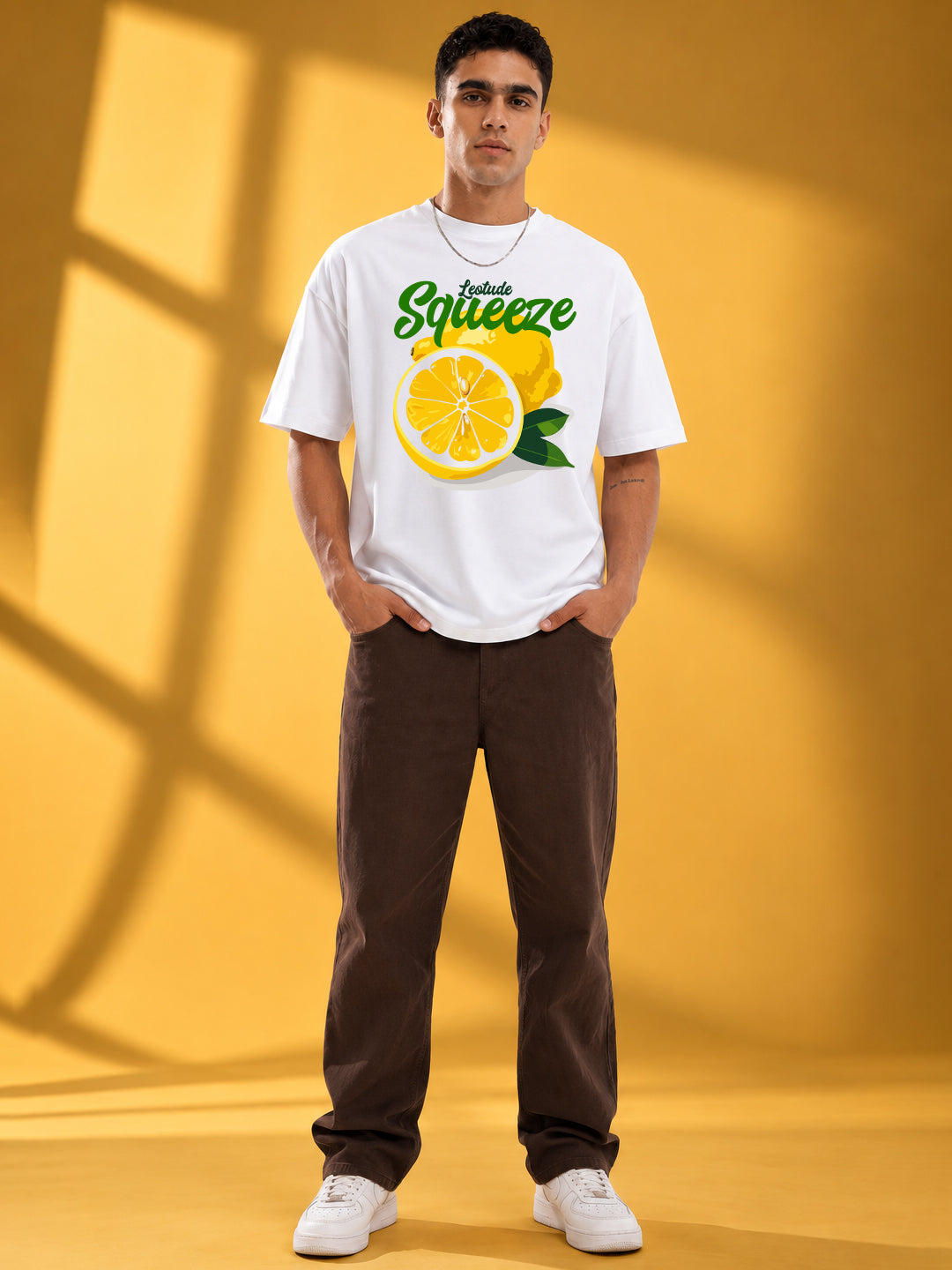 Leotude Men's White Squeeze Premium T-Shirt